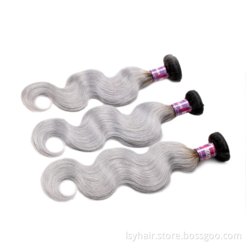 Cheap Raw Brazilian Virgin Remy Hair Silver And Grey